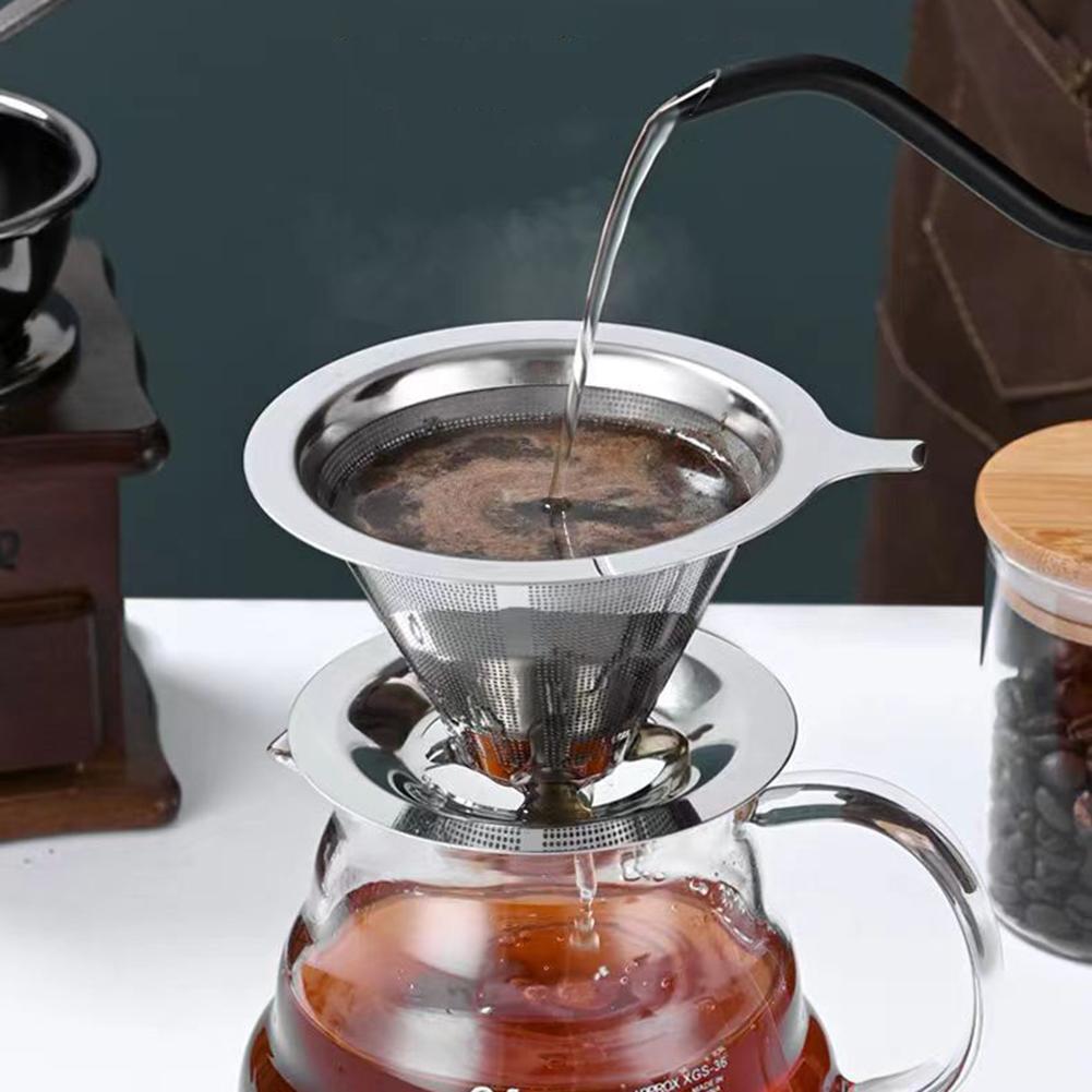 Pour Over Coffee Dripper Slow Drip Paperless Coffee Filter Reusable Strainer Stainless Steel Coffee Filter Baskets Mesh Strainer