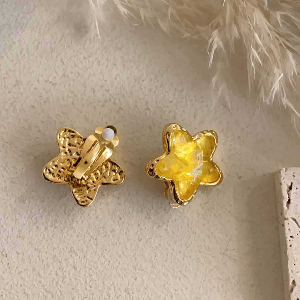 Milk Yellow Starfish Ear Clips, No Ear Piercings, Can Be Worn, Medieval, Cute Temperament, Stars In The Sea, Girl Earrings Are Versatile
