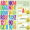 240Pcs 5 Inch Bulletin Board Letters Large Letter Stickers Colorful Vinyl Alphabet Stickers Numbers and ABC Cutouts Letters for Post Board Chalkboard