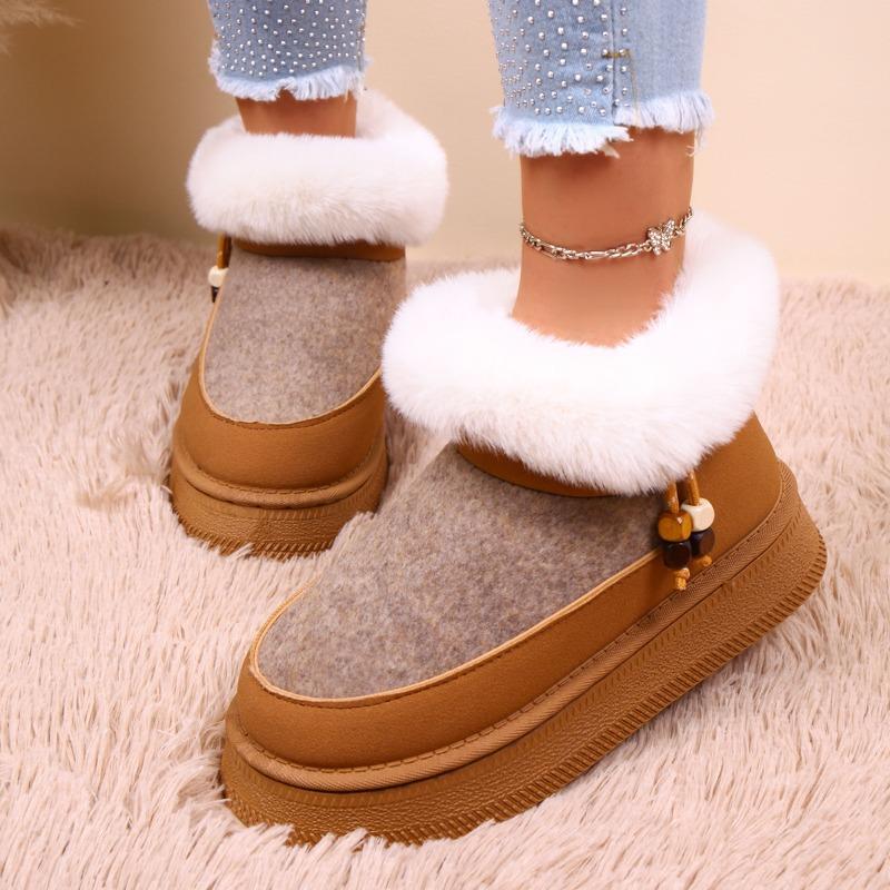 

Fashion Winter New Round Toe Color Block Sleeve Platform Anti-Slip Wear-Resistant Warm Snow Boots 36