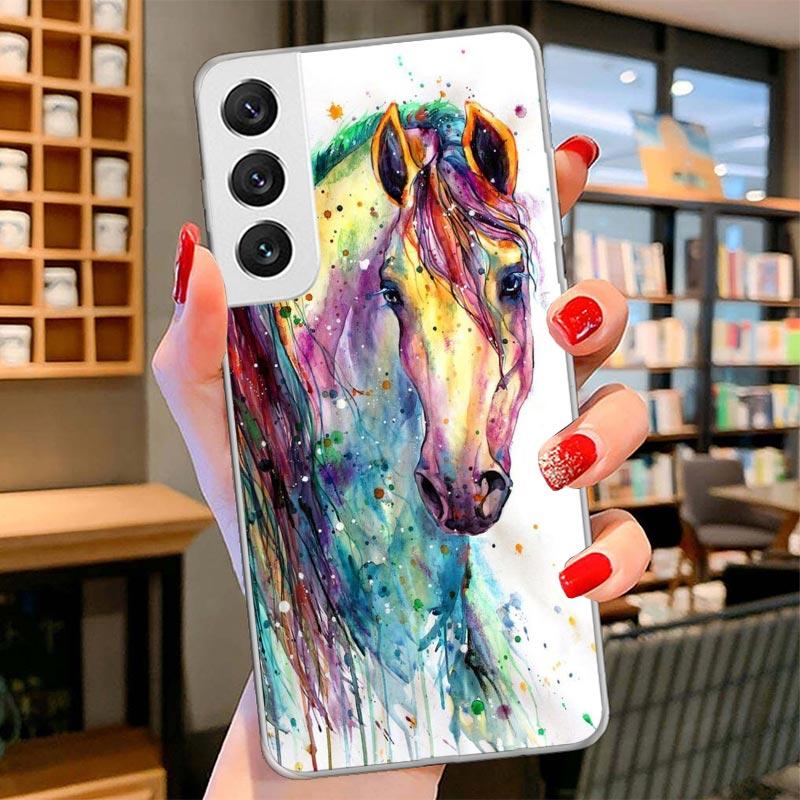 Animal Oil Painting Horse Cover Phone Case For Samsung Galaxy S26 S25 Edge S24 Ultra S23 S22 Plus S21 S20 FE Soft Fundas Shell G