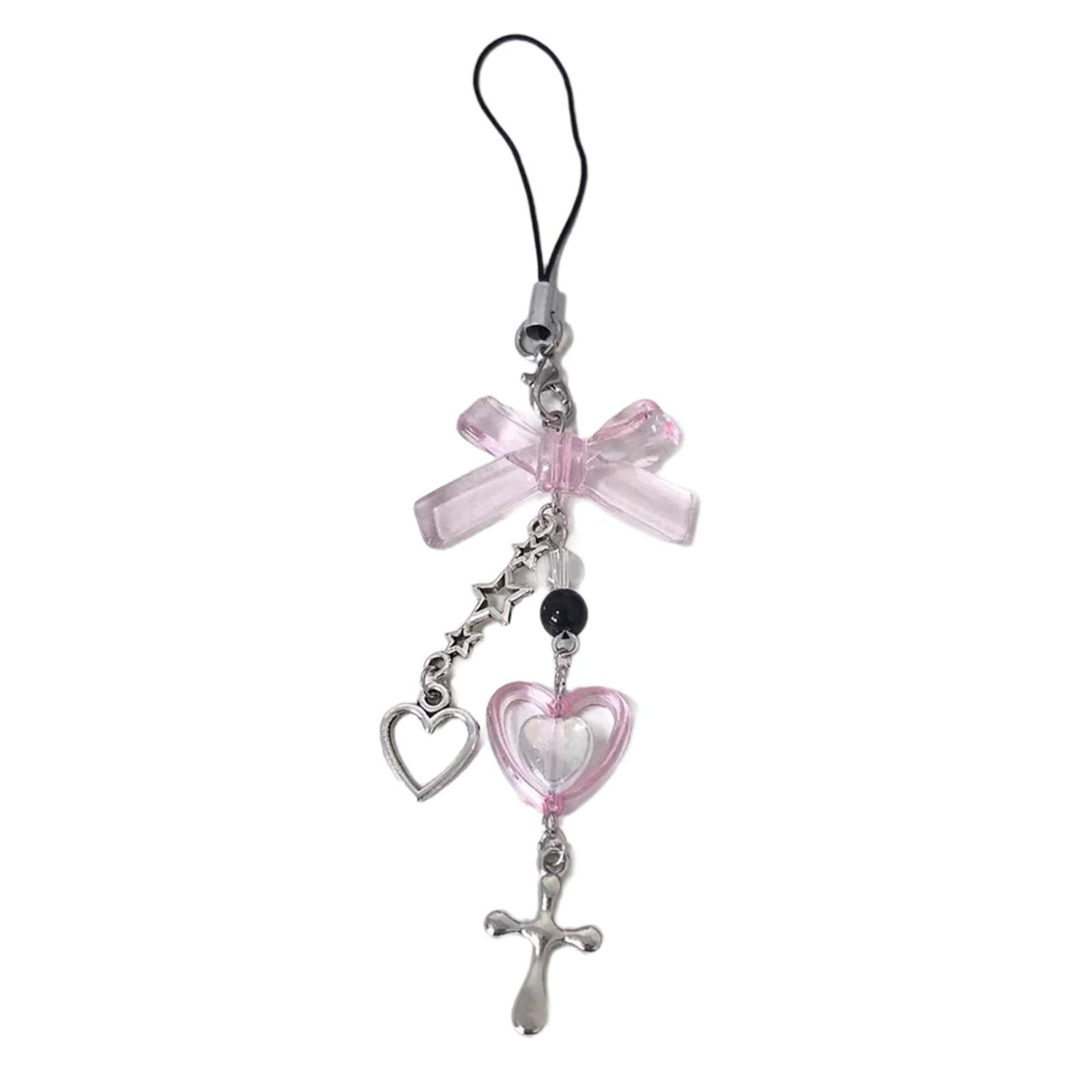 

Stylish Beaded Cellphone Charm Eye Catching Keyring Pendant Colorful Key Chain Fashionable Attachment for Women Bag 2