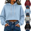 Damen Mode Farbe Kapuzen Langarm Freizeit Sweatshirt Pullover Top