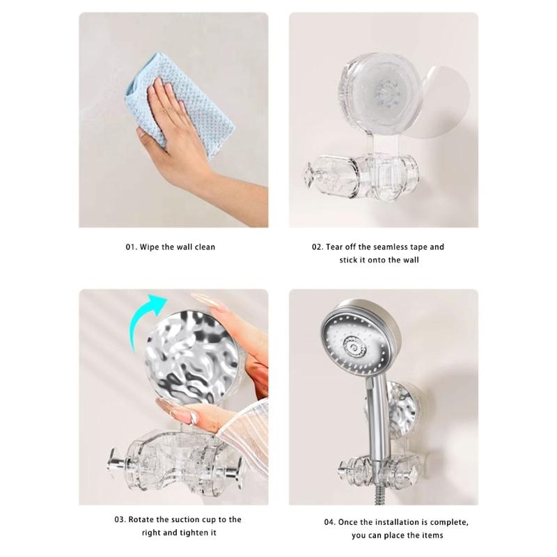 Suction Cup Wall Mounted Bracket Removable Shower Head Holder Base Adjustable Handheld Shower Head Holder Enduring