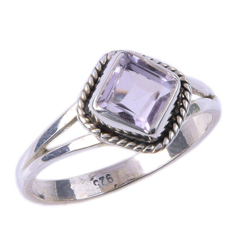 Natural Pink Amethyst Gemstone Handmade 925 Solid Sterling Silver Ring S.8 t4K85