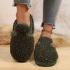 Fashion Flat Cotton Mopping Women's Fashion Round Toe Multicolor Metal Buckle Soft Sole Non-Slip Wrapped Toe Shoes Size 36-41