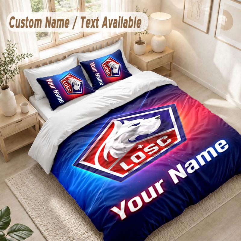 Custom Name Bedding Set 3 PiecesLOSC Lille Print Duvet Cover + 2 Pillowcases Soft Bed Decor