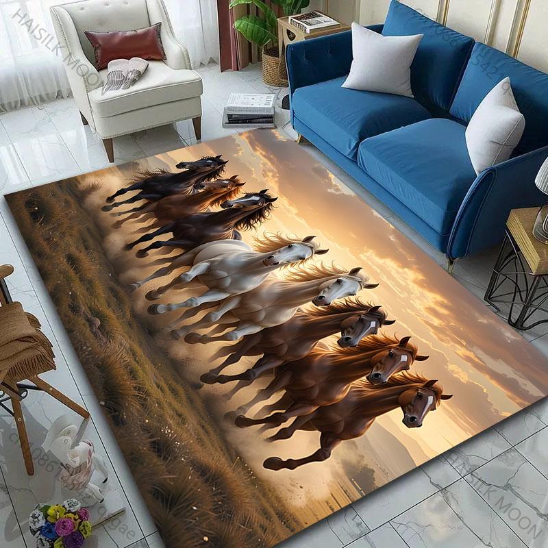 

6 Style A Group of Running Horses Pattern Carpet for Living Room Bedroom Sofa Home Decor Non-slip Floor Mat Large Size 40cm x 60cm