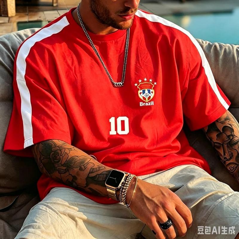 2026 Estate Brasile Rio Landmark Grafico Te Donna Stile Vintage Nero Oro Manica Corta Top Casual per Tifosi di Calcio Uso Quotidiano