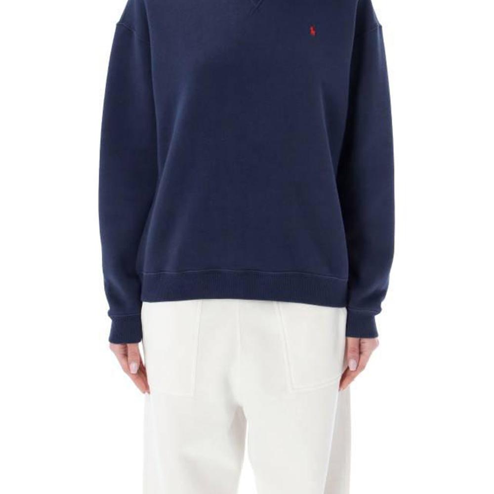 Polo Ralph Lauren Logo Embroidered Loose Fit Crew Neck Long Sleeve Sweatshirt Women sweatshirt Navy-Blue 211943006-002