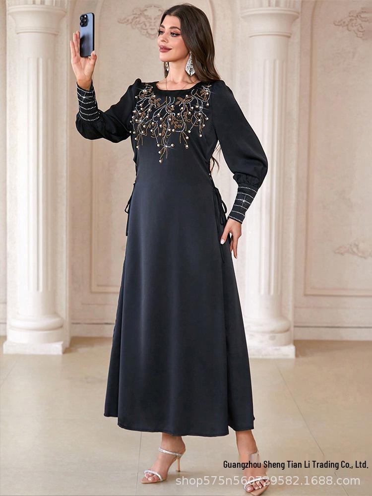 

KY807-5 Cross 2026 Matte Satin Rhinestone Beaded Long Party Dress Small чёрный