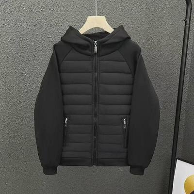 Jaqueta Casual de Algodão com Capuz Masculina: Corte Solto, Cor Sólida, Design Trendy com Emenda, Perfeito para Casais.