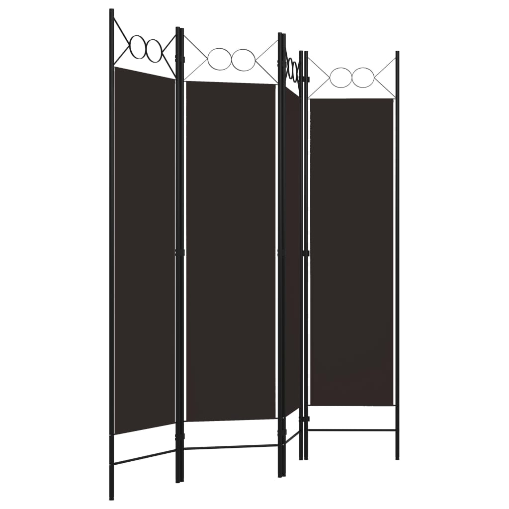 4 Piece Room Divider Brown 160 X 180 Cm