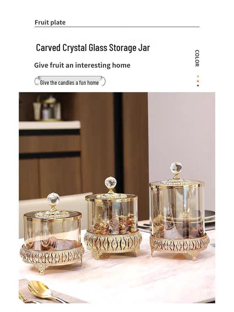 Elegantes Europäisches und Amerikanisches Geschnitztes Bonbonglas-Set - 3-teilig für Wohnzimmer