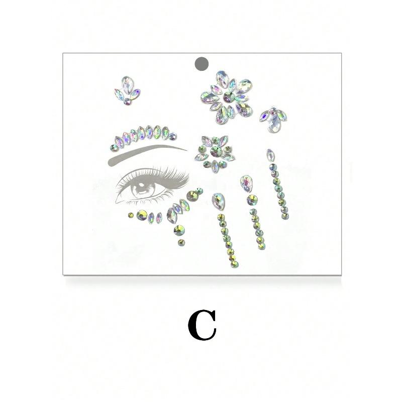 1 Stück Sexueller Strass-Augenschmuck, Funkelnder Strass-Dekor Gesichtskleber, Musikfestival-Kostüm, Cosplay-Make-up, Party-Dekoration