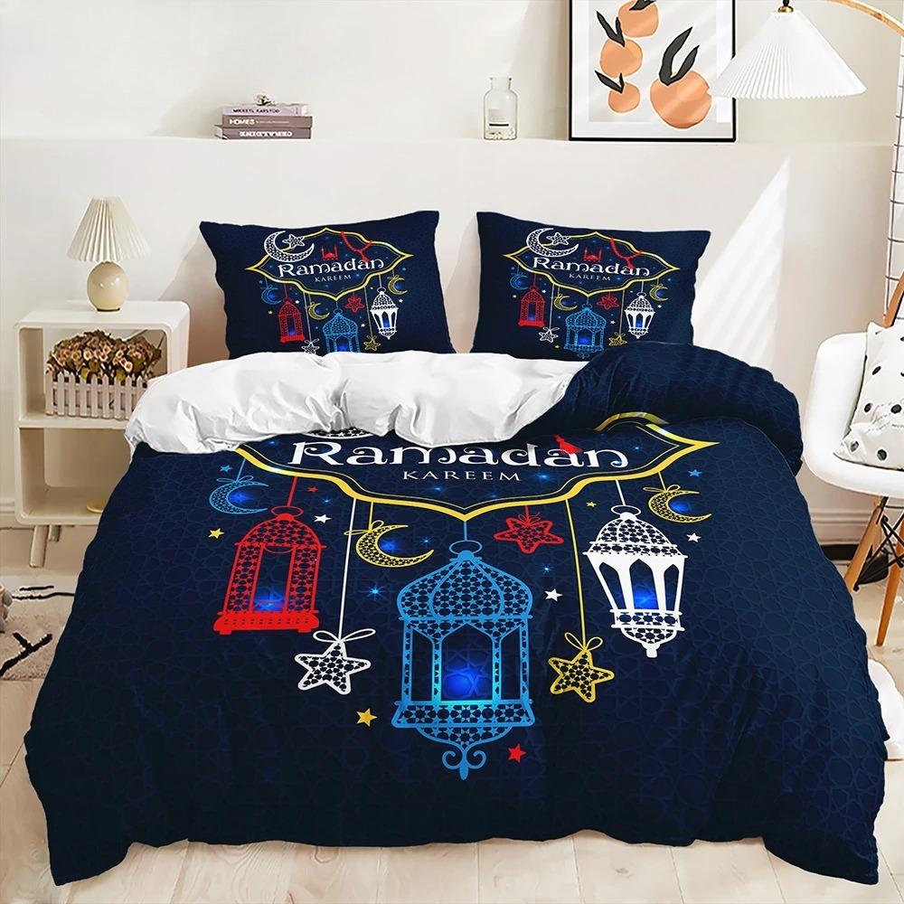 Stars And Moon Duvet Cover Twin King Muslim Ramadan Festival Bedding Set Microfiber Lamp Comforter Cover For Teen Adult Decor