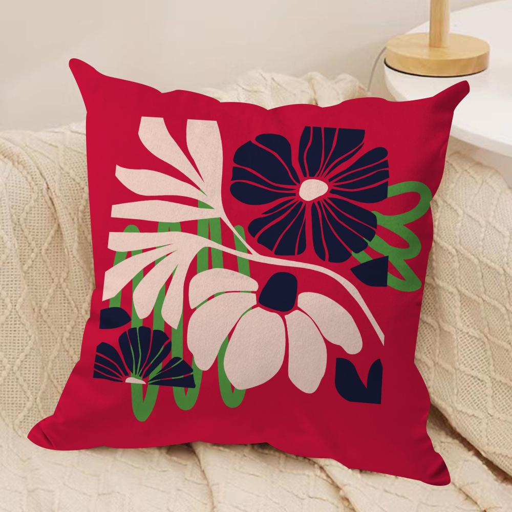 Plants and Flowers Cushion Cover Soft Plush Fabric Double-Sided Printed Sofa Cushion Cover for All Seasons Home Decor Gift