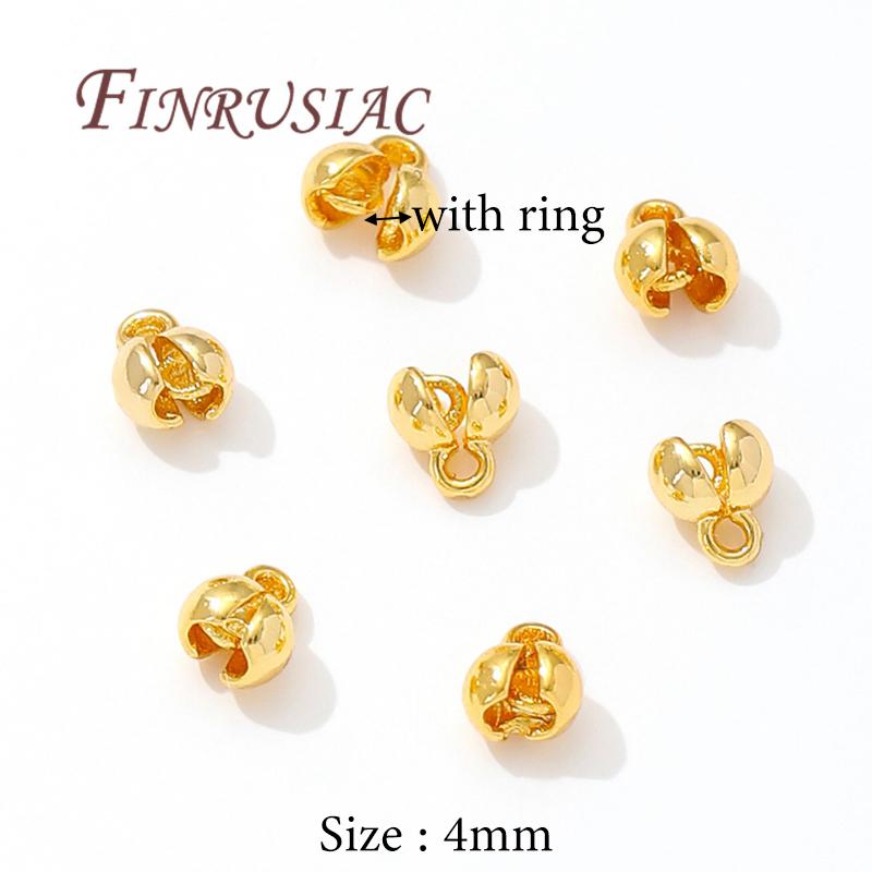 Crimp Beads For Jewelry 18K Gold Plated Crimps Cover Findings For DIY Bracelets Accessories Bead Tip Ball Chain Connectors