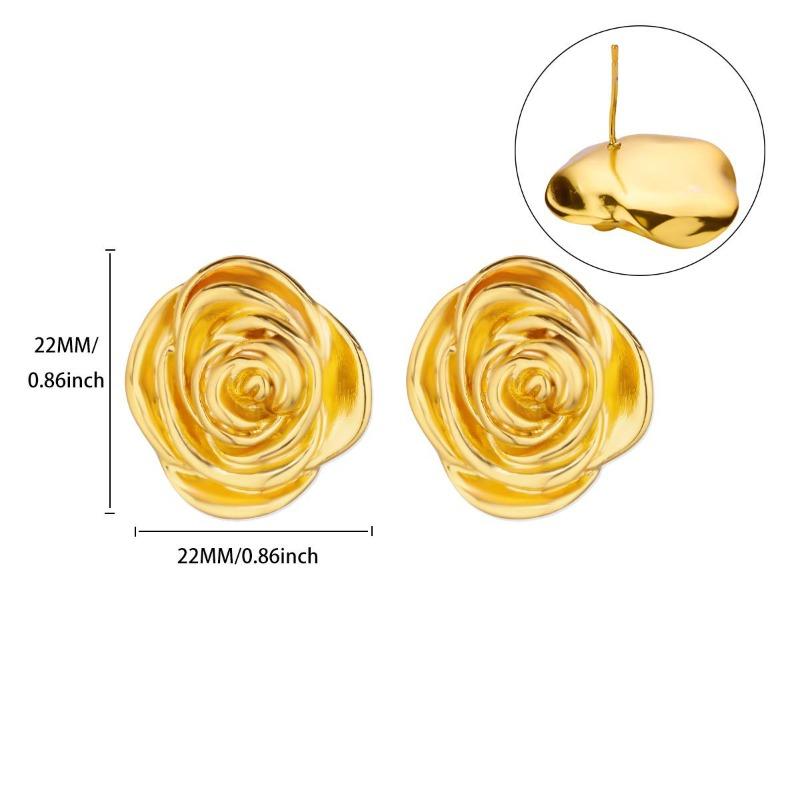 

Высококлассные серьги-пусеты с объемными розами из плиссированного металла и маленьким ароматом, женственные универсальные серьги, новинка