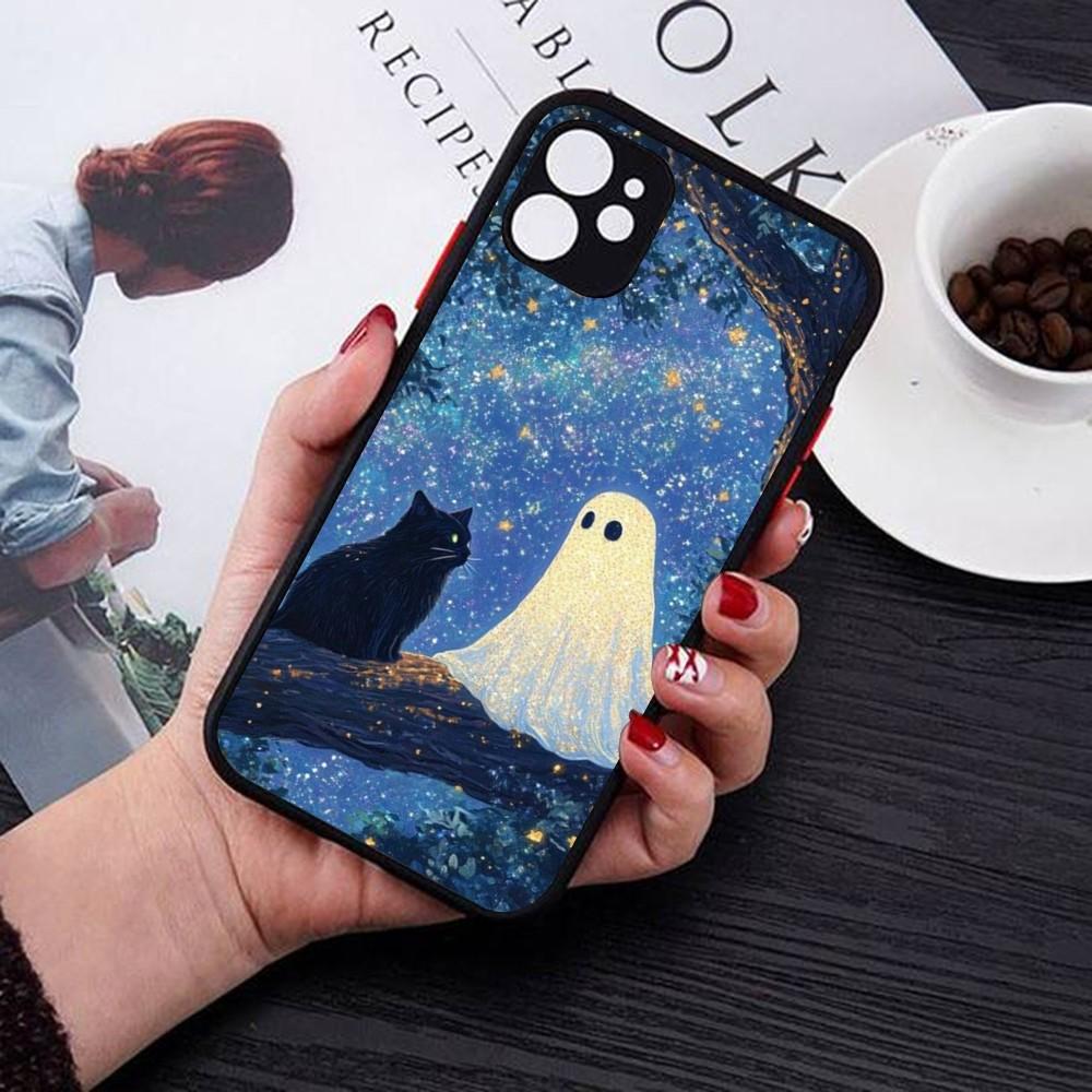 Little Ghost Phone Case For IPhone 14 11 12 13 Mini Pro Max 8 7 Plus X XR XS MAX Translucent Matte Cover