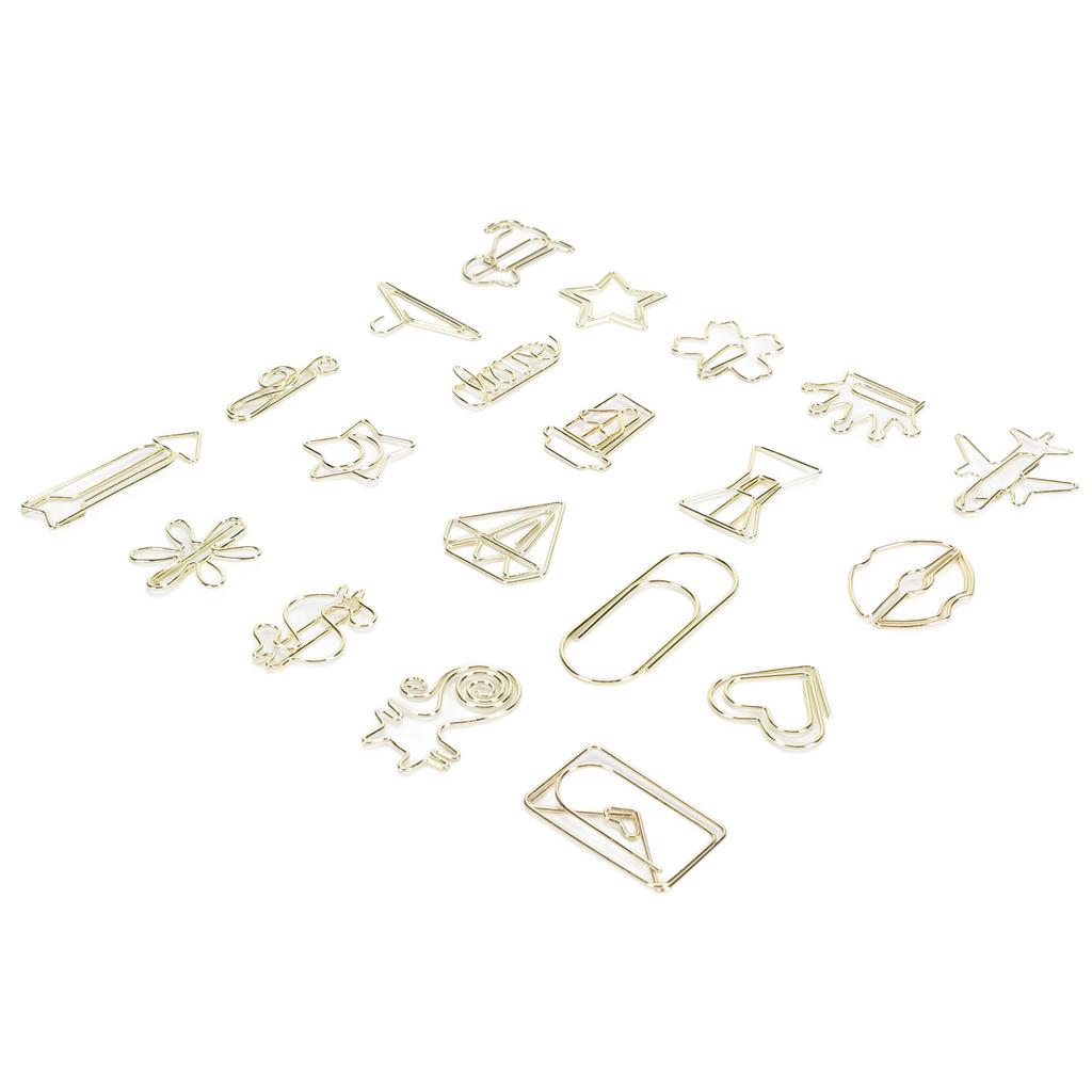 100 ks Tvarovaných kancelářských sponek proti sklouznutí Roztomilé dekorativní kovové záložky Kancelářské sponky na dokumenty