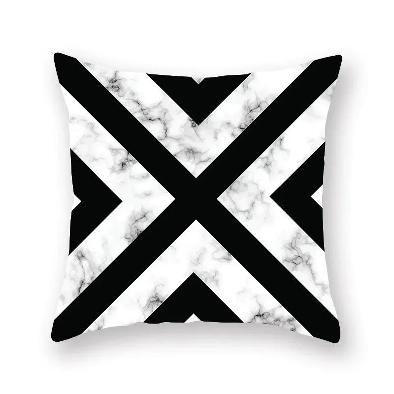 Marble Sofa Decoration Gold Black Geometric Cushion Cover Sofa Stripe Bedroom Living Room Throw Pillow Cover