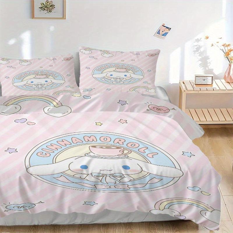 

3pcs Pink Cinnamoroll Idea Bedding Set, Including 1 Quilt Cover and 2 Pillow Shams, Without Filling, Soft and Comfortable Home Bedroom Fabri 135x200cm