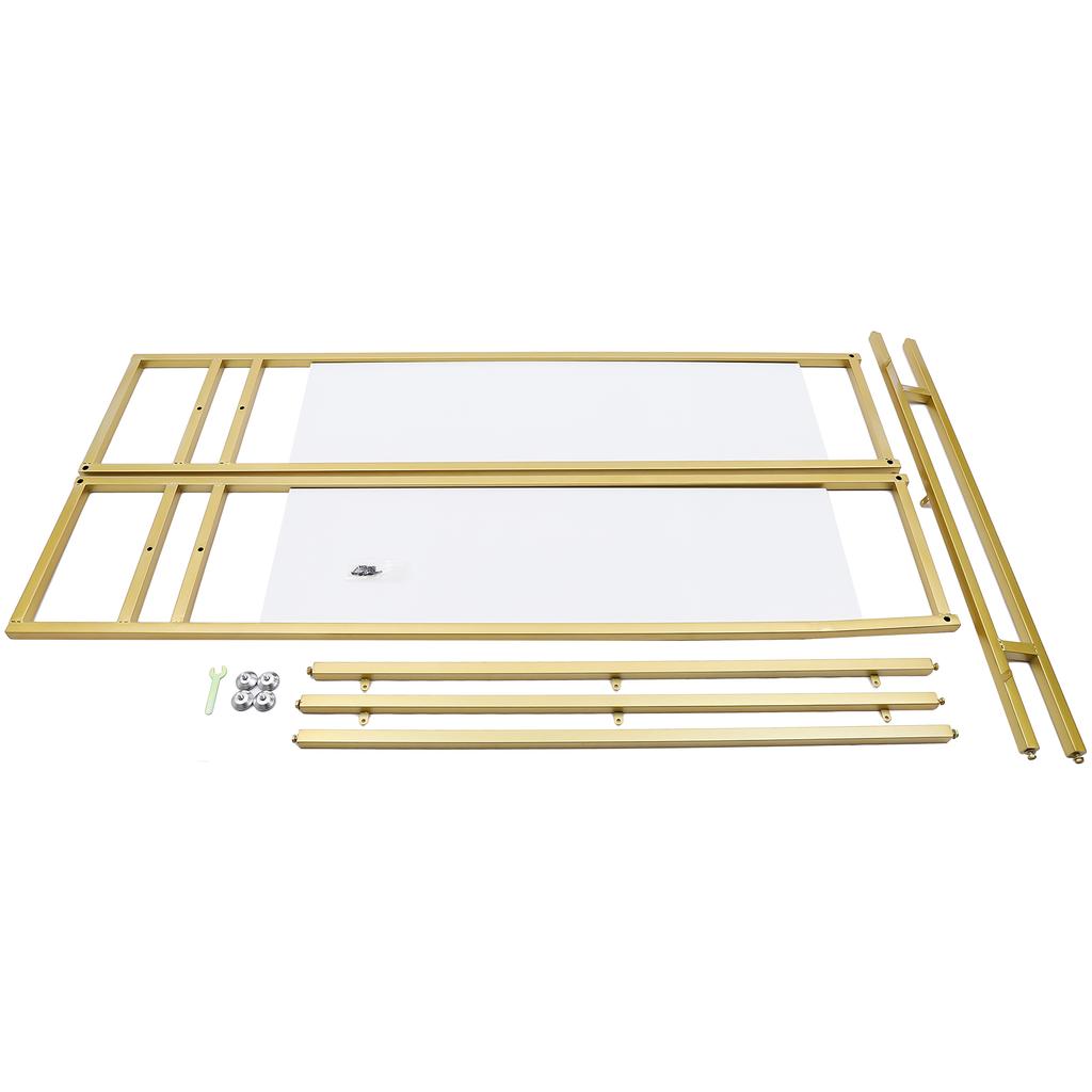 Golden Clothes Rack, Adjustable Garment Display Stand with Rolling Wheels, Freestanding Clothing Rack for Store, Boutique, Home