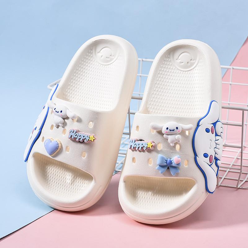 Очаровательные детские тапочки для девочек с мультяшным дизайном, мягкие и прочные, из ЭВА, летние домашние тапочки OffWhite,26/27