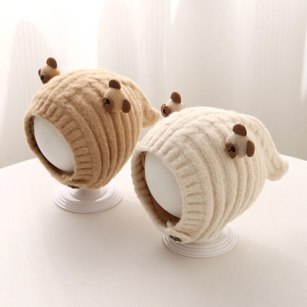 Warm Children Pullover Cap Soft Kids Earmuffs Cap Lovely Baby Knitted Hat  Outdoor