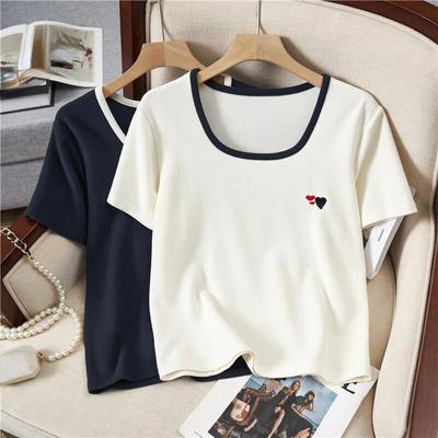 Harajuku Sommer Liebe Stickerei T-Shirts Top Frauen Große Größe All-Match T-Shirts koreanische Kurzarm lässig lose T-Shirt Einfachheit y2k Tops