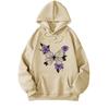 European and American Basic Butterfly Printing Casual Hooded Sweater Women's Autumn and Winter with the Same Versatile Loose Top