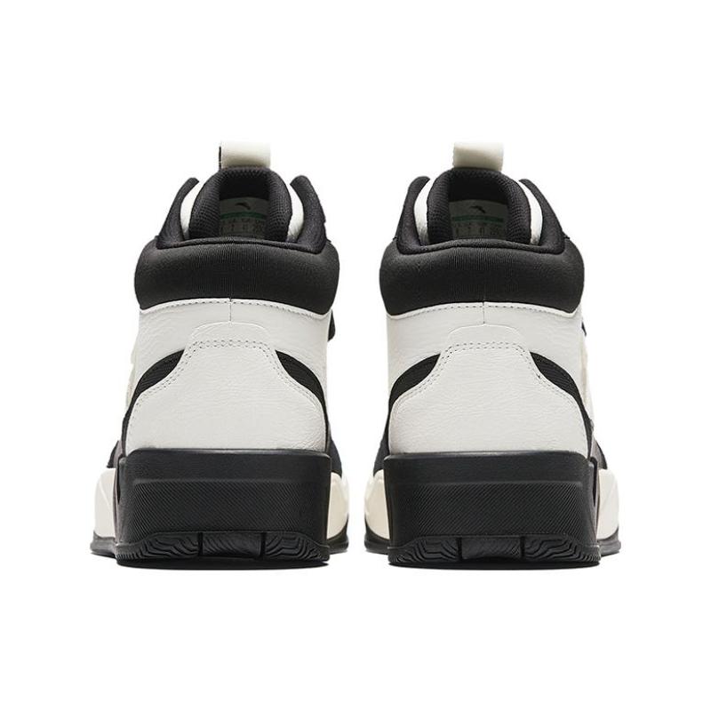 Anta Cushioning Wear-Resistant High-Top Skateboard Shoes Men's White Black Sneakers 912348081-3