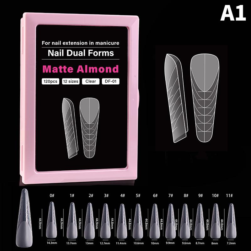 Dual Form Coffin Nail Tips 120pcs  Extension Reusable Mold For Quick and Easy Professional Manicure At Home