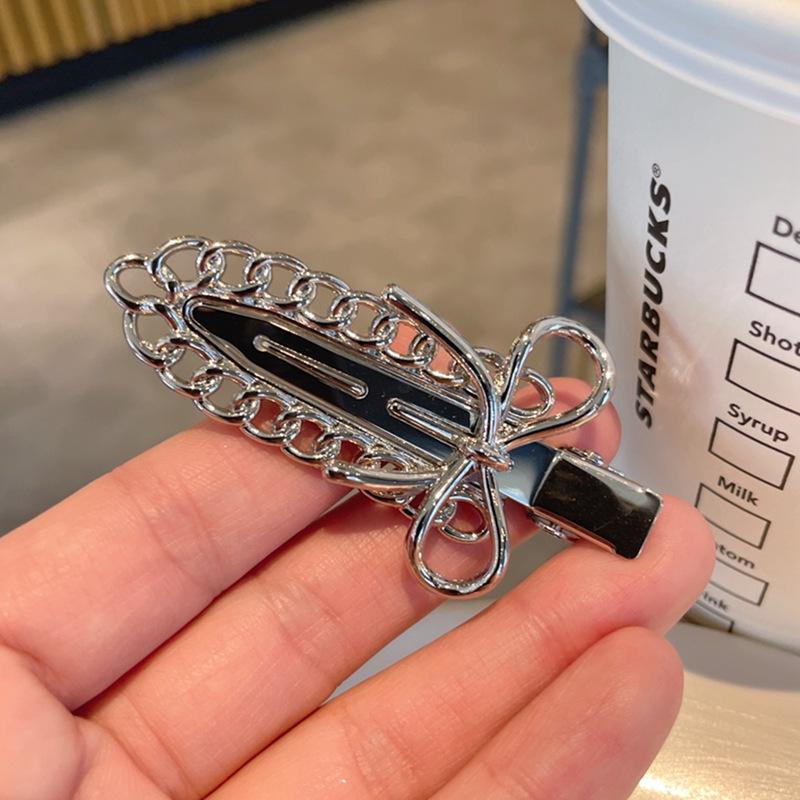 Süße Coole Mädchen Metall Schleife Entenschnabelspange Strass Perle Pony-Clip Seite Kopfschmuck Mädchen Kinder Frauen Haaraccessoires