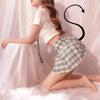 Sex Suit College Style Uniform Plaid Skirt Underwear Women's Summer Pleated Skirt Sweet Two-piece Suit