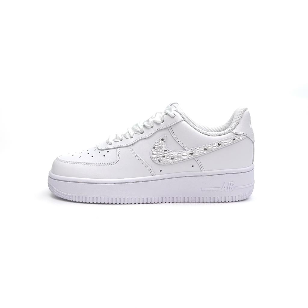Nike Air Force 1 Étoiles Scintillantes Résistantes à l'Usure Basse Baskets de Skateboard Unisexe Blanc DD8959-100(Team935-S-BOX)