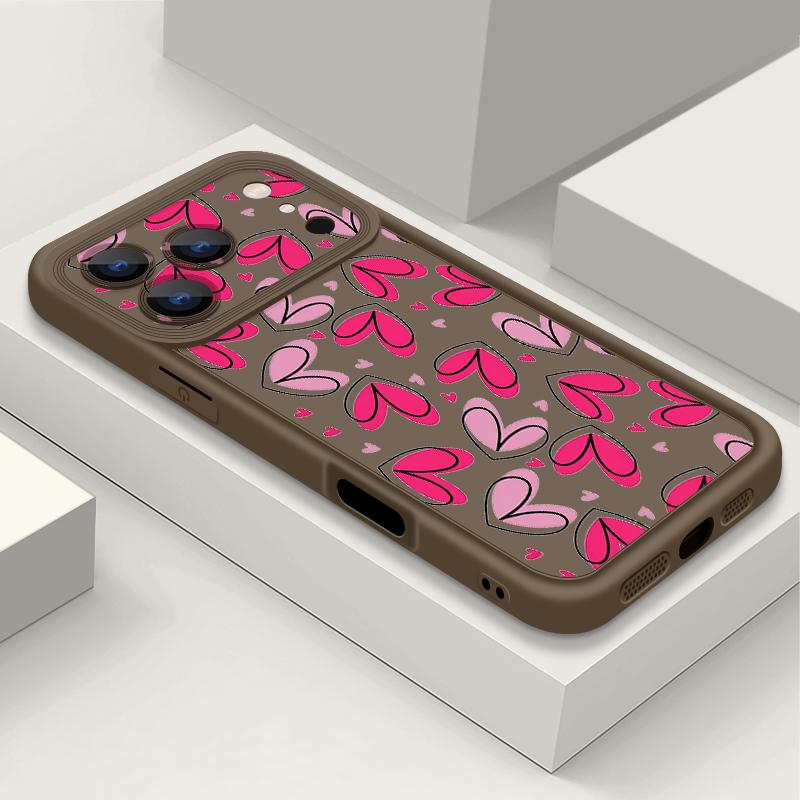 For iPhone 17 Pro Max Case Hand drawn heart-shaped pattern Shockproof Bumper Soft Silicone Cover For iPhone 16 15 14 13 Pro 12 11 16E Air