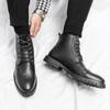 Fashion Men High Top Brogues Boots Fashion Chelsea Boots Leather Ankle Boots Zipper Non-slip ShoesMen Platform Boots Zapatos De Hombre