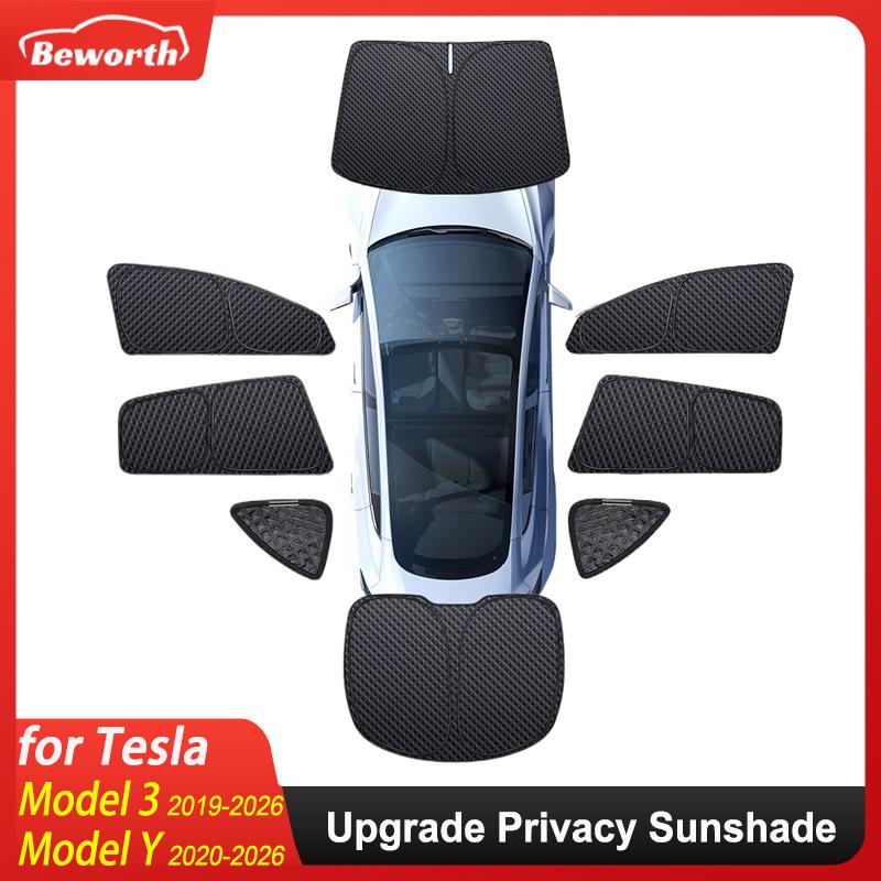 Upgrade Privacy Sunshade For Tesla Model 3 Y Juniper 2026 2025-2020 Front Side Window Sun Shade Windwhield Blind Shading Camping