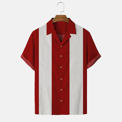 Men's Summer Hawaiian Shirt 3D Stripe Printed Short Sleeved Shirt Holiday Short Sleeved Beach Top T-shirt Men's Large Shirts