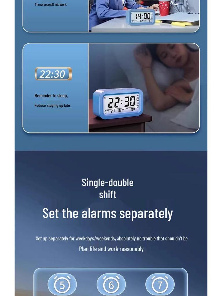 Smart Large Volume Silent Multifunction Alarm Clock for Dorms & Kids