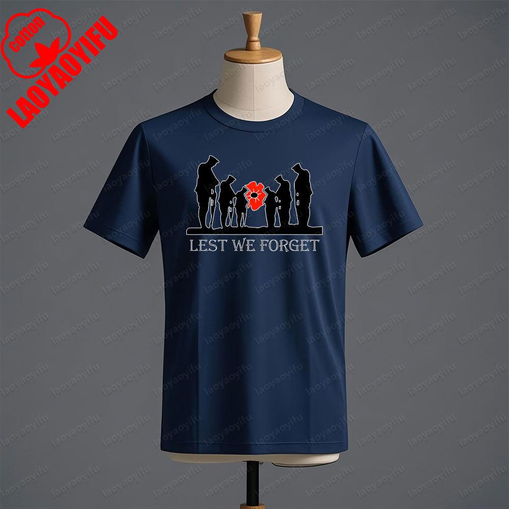 DDay Lest We Forget TShirt Anniversary Veterans Day Honour Our Armed Forces Remembrance Day Tshirt Men Summer Cotton Tee Tops