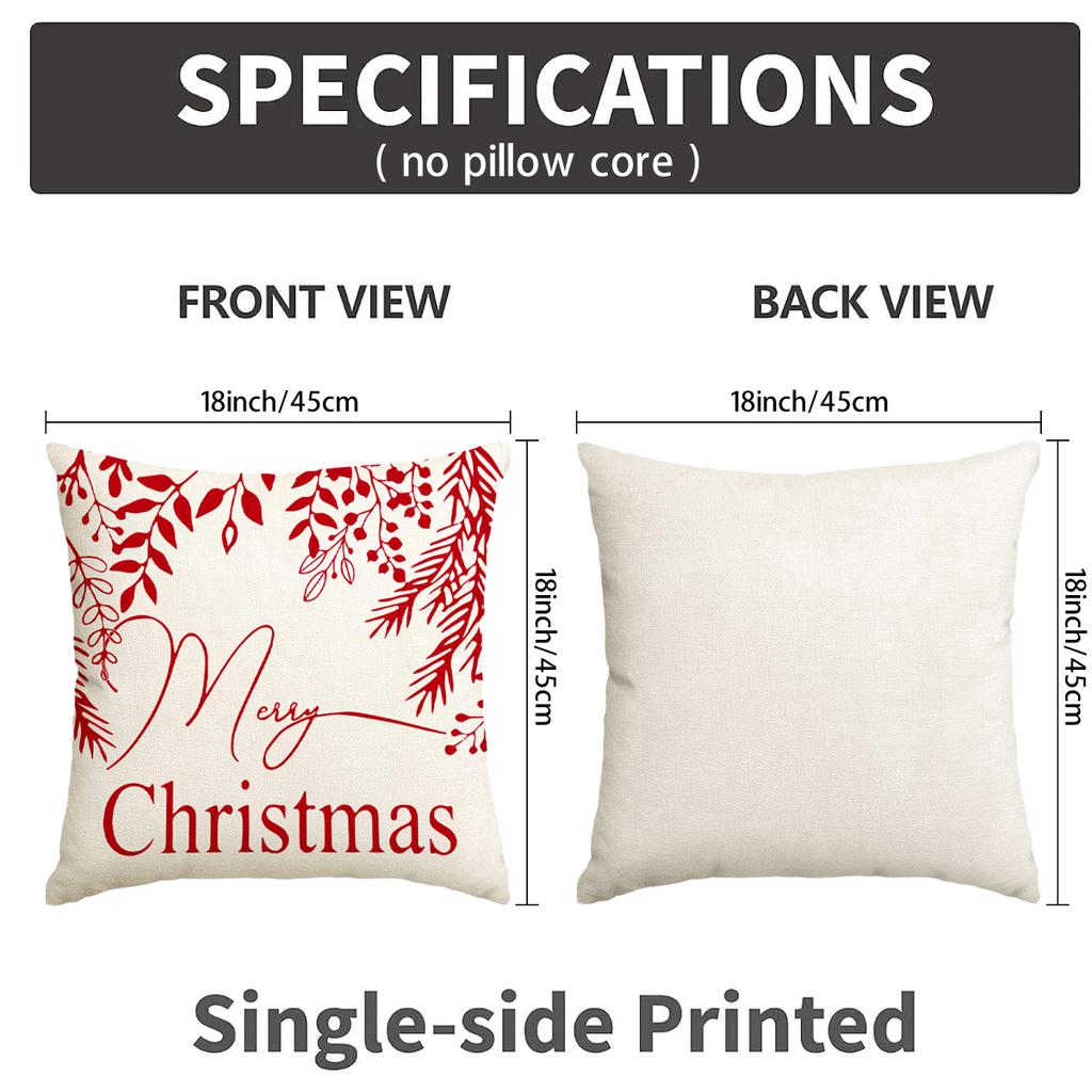 1Pc/4Pcs Christmas Pillow Cover, Merry Christmas Hello Winter Vacation Sofa Cushion Cover Decoration Living Room Cushion Cover