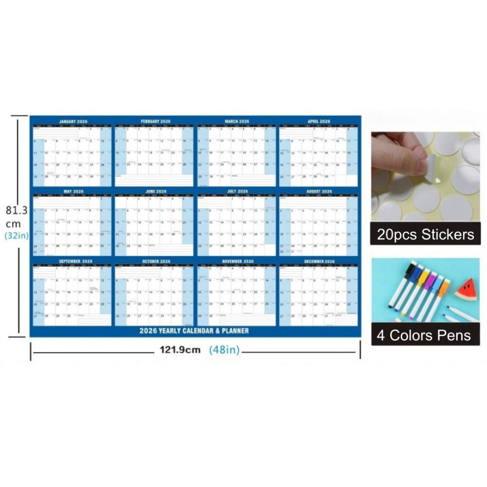 32x48 In Large Wall Calendar Wall Mount Laminated Calendar New Dry Erase Calendar  Office Use