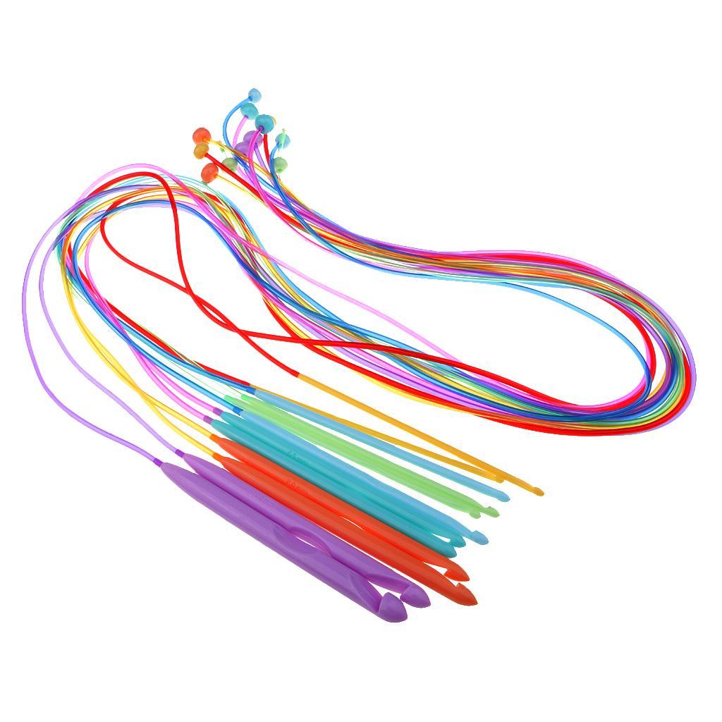 Plastikhäkelnadeln Afghanische Häkelnadeln Rundstricknadel-Set Flexible Werkzeuge für Teppiche Sofakissen Pullover DIY