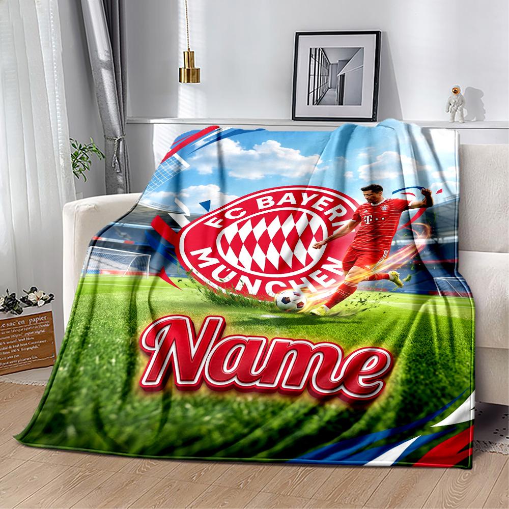 Bayern Munich Fan Gear Customize Your Name Blanket Throw Customizable Blanket Ultra-Soft Throw For Nap Chair Bed Sofa Ideal for All Seasons