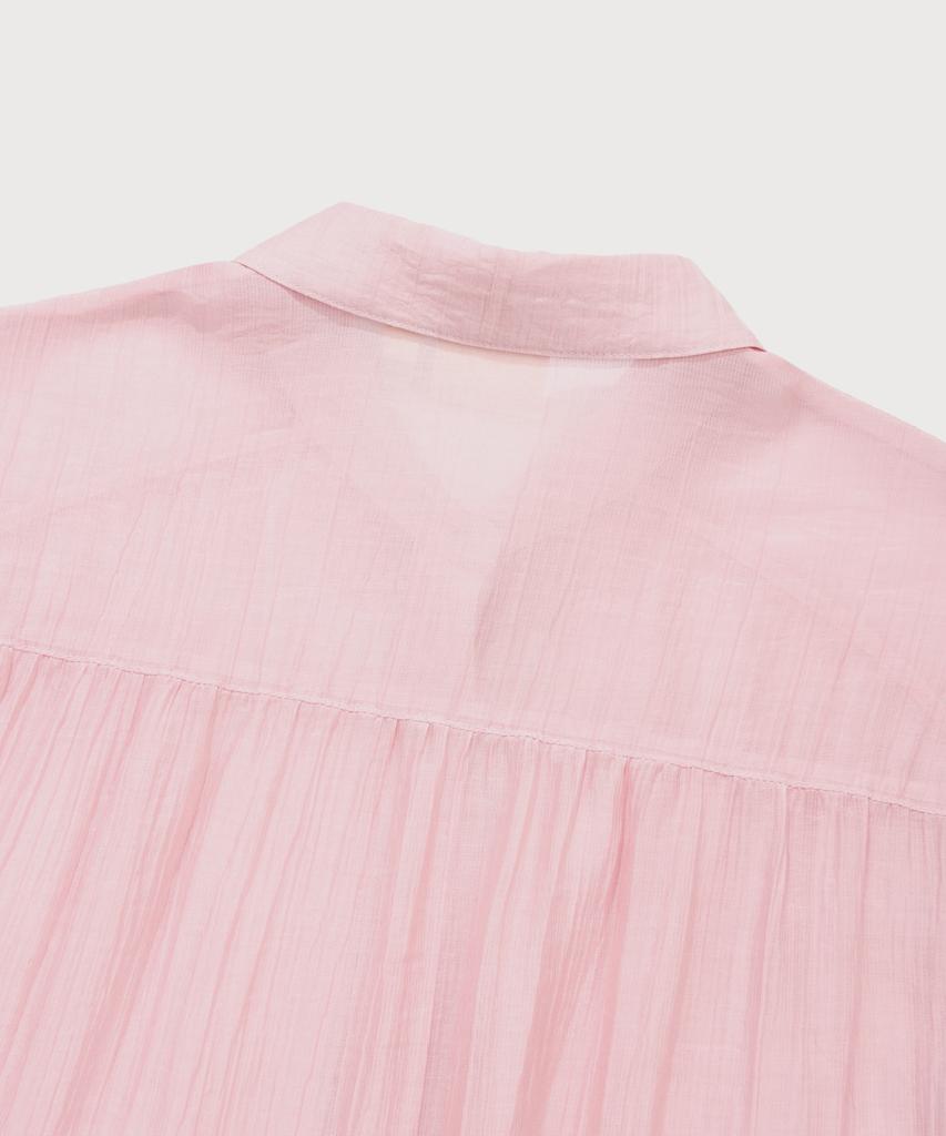 COVERNAT WOMAN Oversized Sheer Shirred Blouse Light Pink