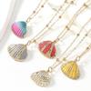 Gold-Edged Seashell Conch Pendant Necklace - Natural Beach Vintage Women's Jewelry