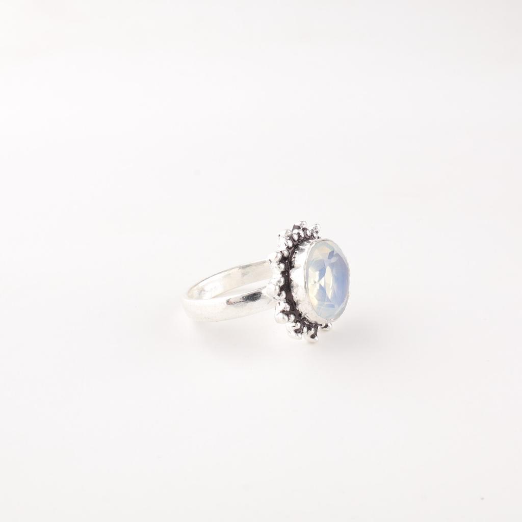 Milky Opal Gemstone 925 Sterling Silver Jewelry Handcrafted Ring For Women Gift RR-7-15